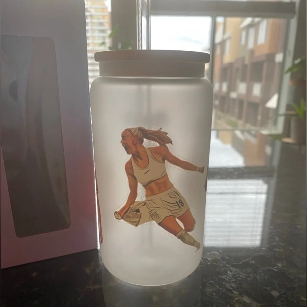 Womens Soccer Football England Spain World Cup Final Glass Cup Straw Brand New